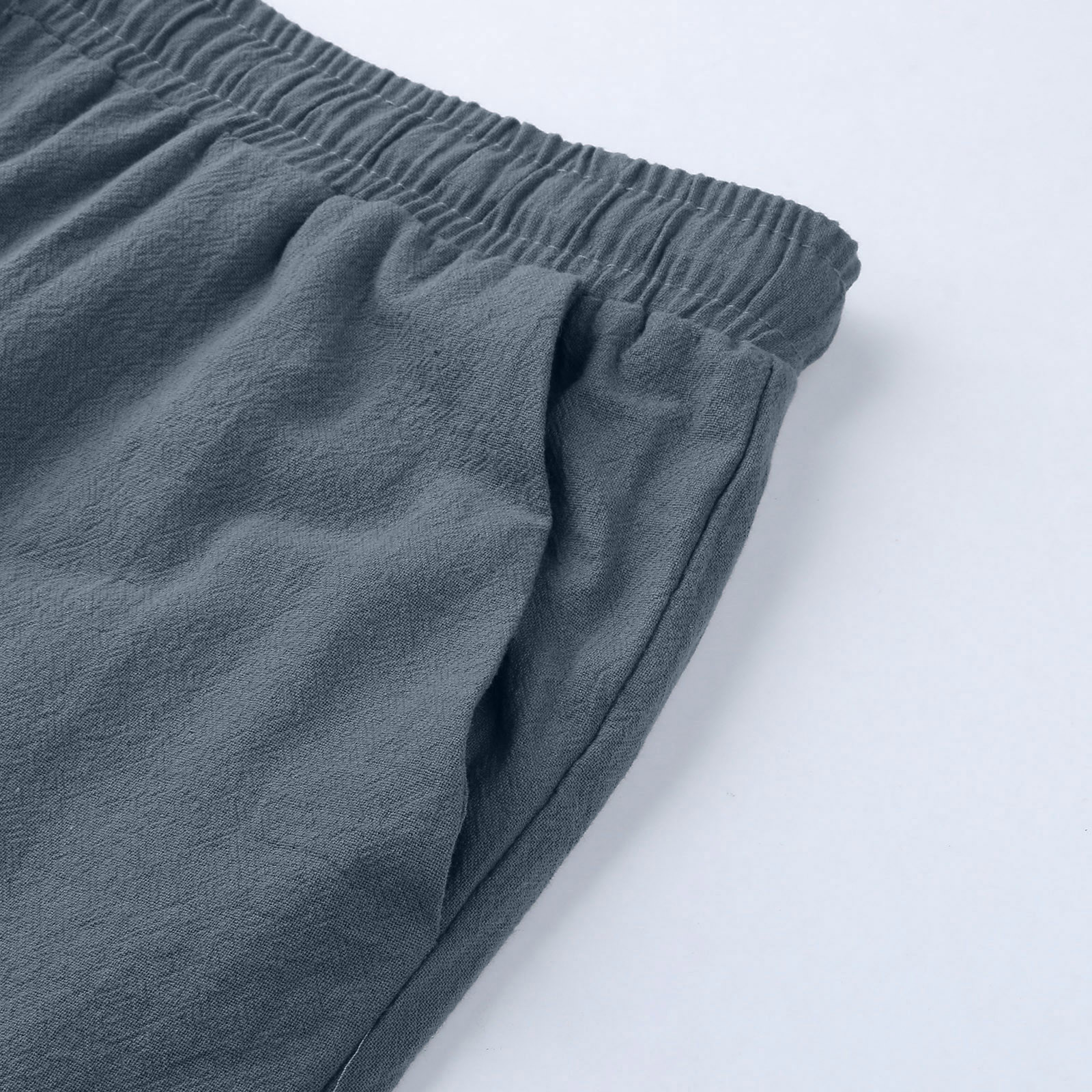 thumbnail image 4 of Pantalones anchos con cintura elástica y cordón ajustable, mezcla de poliéster, para mujer., 4 of 8